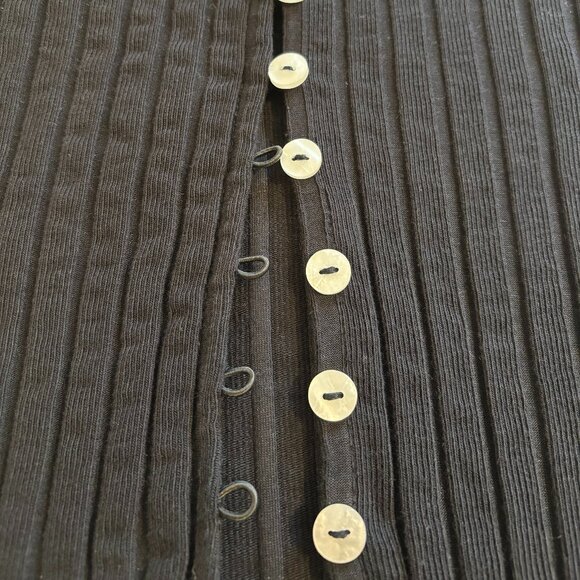 FREE PEOPLE Tilly Ribbed Long Sleeve Button-Up Black XS - Picture 2 of 8